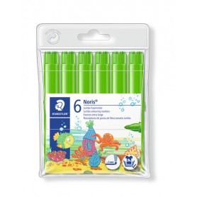 Staedtler Noris Watercolour 340 Pack de 6 Rotuladores de Gran Tamaño - Trazo 3mm Aprox - Lavable Facilmente - Tinta Base de Agua