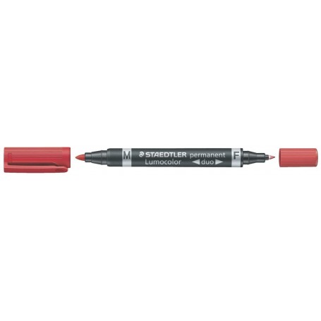 Staedtler Lumocolor 348 Rotulador Permanente de Doble Punta - Secado Rapido - Color Rojo