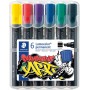 Staedtler Lumocolor 350 Pack de 6 Rotuladores Permanentes - Punta Biselada - Colores Surtidos