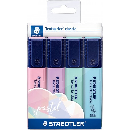 Staedtler Textsurfer Classic 364 Pack de 4 Marcadores Fluorescentes - Secado Rapido - Trazo 1 - 5mm Aprox - Colores Surtidos