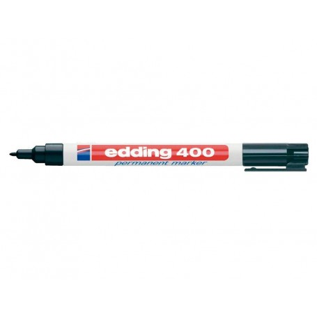 Edding 400 Rotulador Permanente - Punta Redonda - Trazo 1 mm. - Recargable - Secado Rapido - Color Negro