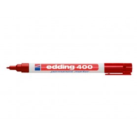 Edding 400 Rotulador Permanente - Punta Redonda - Trazo 1 mm. - Recargable - Secado Rapido - Color Rojo