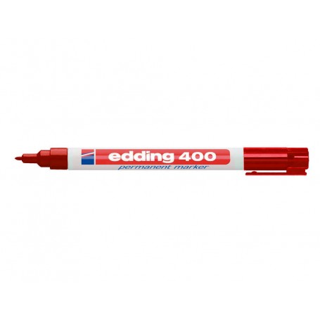 Edding 400 Rotulador Permanente - Punta Redonda - Trazo 1 mm. - Recargable - Secado Rapido - Color Rojo