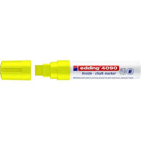 Edding 4090 Rotulador de Tiza Liquida - Punta Biselada - Trazo entre 4 y 15mm - Olor Neutro - Color Amarillo Neon