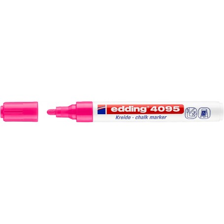 Edding 4095 Rotulador de Tiza Liquida - Punta Redonda - Trazo entre 2 y 3mm - Olor Neutro - Color Rosa Neon