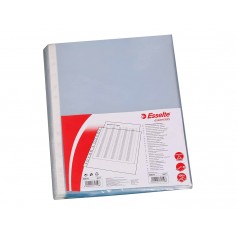 Esselte Pack de 100 Fundas Multitaladro Portadocumentos - Formato A4 - 16 Taladros - 80 Micras - Piel de Naranja - Color Transpa