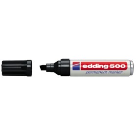 Edding 500 Rotulador Permanente - Punta Biselada - Trazo entre 2 y 7 mm. - Recargable - Secado Instantaneo - Color Negro