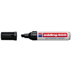 Edding 500 Rotulador Permanente - Punta Biselada - Trazo entre 2 y 7 mm. - Recargable - Secado Instantaneo - Color Negro