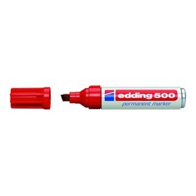 Edding 500 Rotulador Permanente - Punta Biselada - Trazo entre 2 y 7 mm. - Recargable - Secado Instantaneo - Color Rojo