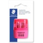 Staedtler Sacapuntas Doble Uso con Deposito - 2 Agujeros - De 8.2mm hasta 10.2mm - Color Rosa Neon