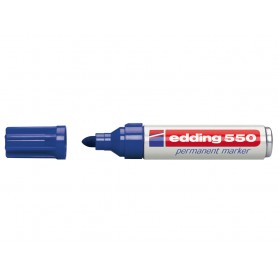 Edding 550 Rotulador Permanente - Punta Redonda - Trazo entre 3 y 4 mm. - Recargable - Secado Rapido - Color Azul
