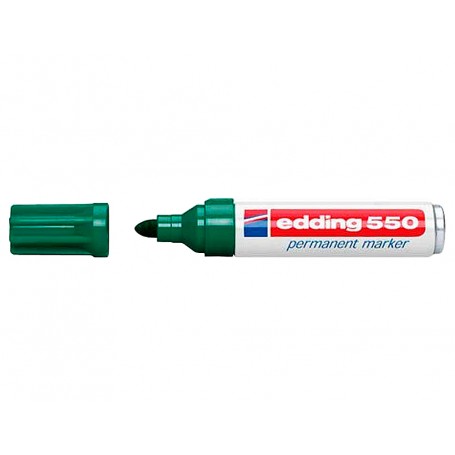Edding 550 Rotulador Permanente - Punta Redonda - Trazo entre 3 y 4 mm. - Recargable - Secado Rapido - Color Verde