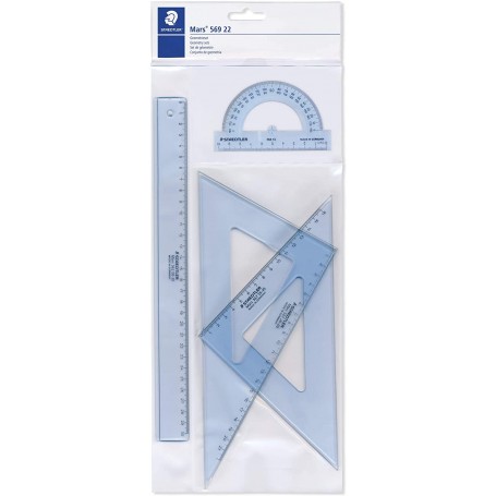 Staedtler Pack de 4 Reglas - Regla Recta - Transportador - Escuadra - Cartabon