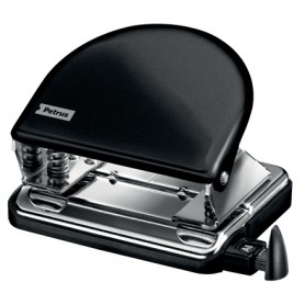 Petrus 52 Taladro Perforador Clasico Metalico - Hasta 20 Hojas - Marcas de Formato - Facil Vaciado - Punzones 5.5mm - Color Negr