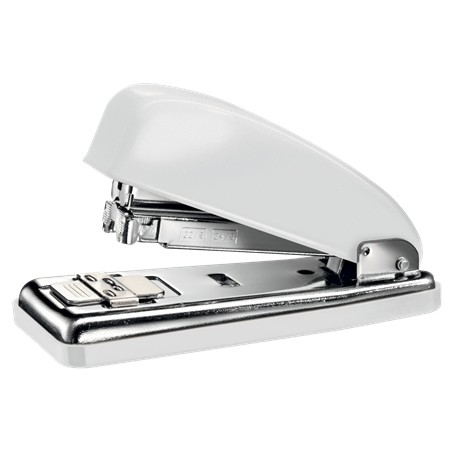 Petrus 226 Grapadora Metalica - Hasta 30 Hojas - Grapado Cerrado, Abierto y Clavado - Color Blanco Metalizado