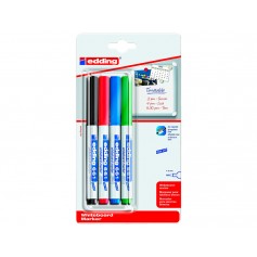 Edding 661 Pack de 4 Rotuladores para Pizarra Blanca - Punta Redonda - Trazo entre 1 y 2 mm. - Tinta Pigmentada - Borrable en Se