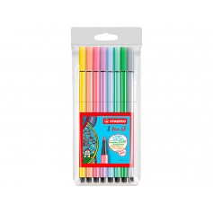 Stabilo Pen 68 Pack de 8 Rotuladores Acuarelables - Punta de Fibra - Trazo de 1mm aprox. - Tinta a Base de Agua - Capuchon Venti