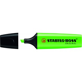 Stabilo Boss 70 Rotulador Marcador Fluorescente - Trazo entre 2 y 5mm - Recargable - Tinta con Base de Agua - Color Verde Fluore