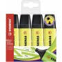 Stabilo Boss 70 Pack de 4 Marcadores Fluorescentes - Trazo entre 2 y 5mm - Recargable - Tinta con Base de Agua - Color Amarillo 