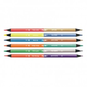 Milan Pack de 6 Lapices Bicolores Triangulares - Mina de 2.9mm - Forma Ergonomica - Resistente a la Rotura - Colores Fluo y Meta