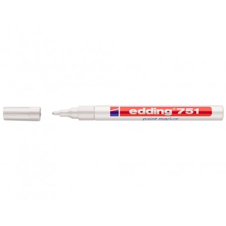 Edding 751 Rotulador Permanente - Punta Redonda - Trazo entre 1 y 2 mm. - Tinta Opaca - Secado Rapido - Color Blanco