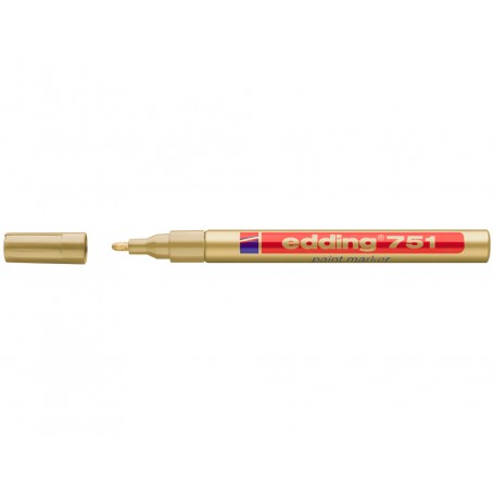 Edding 751 Rotulador Permanente - Punta Redonda - Trazo entre 1 y 2 mm. - Tinta Opaca - Secado Rapido - Color Oro