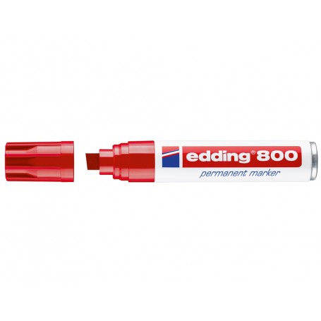 Edding 800 Rotulador Permanente - Punta Biselada - Trazo entre 4 y 12 mm. - Recargable - Secado Instantaneo - Color Rojo