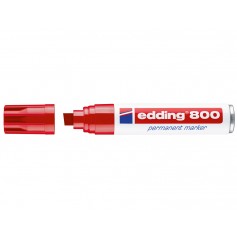 Edding 800 Rotulador Permanente - Punta Biselada - Trazo entre 4 y 12 mm. - Recargable - Secado Instantaneo - Color Rojo