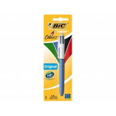 Bic 4 Colours Original Boligrafo de Bola Retractil - Punta Media de 1.0mm - Tinta con Base de Aceite - Cuerpo Azul/Blanco - 4 Co