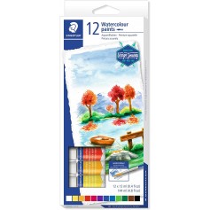 Staedtler Pack de 12 Tubos de Acuarela 12ml - Colores Brillantes - Usar en Papel Acuarela o Cartulina - Colores Surtidos