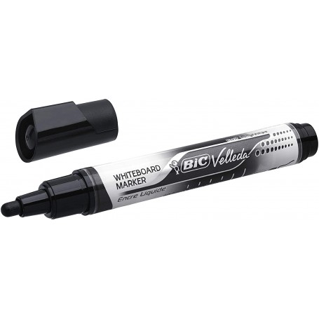 Bic Velleda Tank Marcador para Pizarra - Trazo 2.3mm - Punta Ojival - Tinta con Base de Alcohol - Borrado Optimo - Color Negro