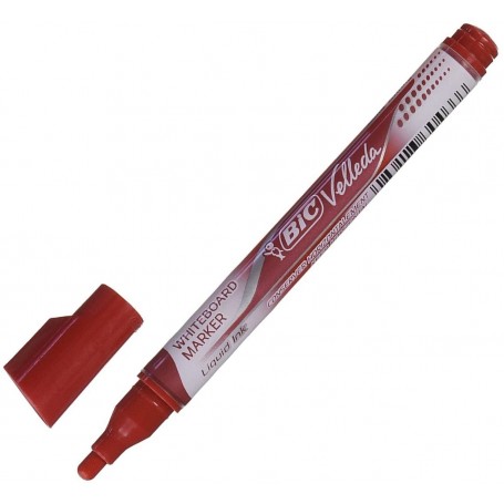 Bic Velleda Tank Marcador para Pizarra - Trazo 2.3mm - Punta Ojival - Tinta con Base de Alcohol - Borrado Optimo - Color Rojo
