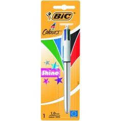 Bic 4 Colours Shine Boligrafo de Bola Retractil - Punta Media de 1.0mm - Tinta con Base de Aceite - 4 Colores de Tinta
