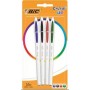 Bic Cristal Up Pack de 4 Boligrafos de Bola - Punta Redonda de 1.2mm - Trazo 0.6mm - Tinta con Base de Aceite - Cuerpo Blanco - 