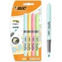 Bic Highlighter Grip Pack de 4 Marcadores Fluorescentes Pastel - Tinta con Base de Agua - Punta Biselada - Trazo entre 1.60 y 3.