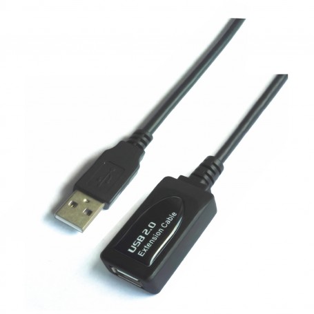 Aisens Cable Extension USB 2.0 Prolongador con Amplicador - Tipo A Macho a Tipo A Hembra - 5.0m - Color Negro
