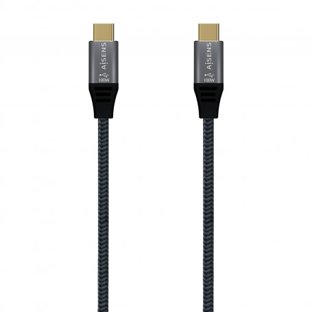 Aisens Cable USB 2.0 Aluminio 5A 100W E-MARK - USB-C/M-USB-C/M - 2.0M - Color Gris