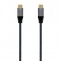 Aisens Cable USB 3.2 Gen2x2 Aluminio 20Gbps 8K@30Hz 5A 100W E-Mark, Tipo USB-C/M-USB-C/M - 0.6m - Color Gris