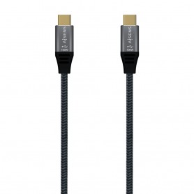 Aisens Cable USB 3.2 Gen2x2 Aluminio 20Gbps 8K@30Hz 5A 100W E-Mark, Tipo USB-C/M-USB-C/M - 0.6m - Color Gris