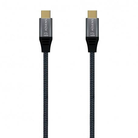 Aisens Cable USB 3.2 Gen2x2 Aluminio 20Gbps 8K@30Hz 5A 100W E-Mark, Tipo USB-C/M-USB-C/M - 0.6m - Color Gris