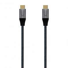 Aisens Cable USB 3.2 Gen2x2 Aluminio 20Gbps 8K@30Hz 5A 100W E-Mark, Tipo USB-C/M-USB-C/M - 0.6m - Color Gris