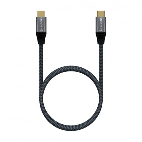 Aisens Cable USB 3.2 Gen2x2 Aluminio 20Gbps 8K@30Hz 5A 100W E-Mark, Tipo USB-C/M-USB-C/M - 1.0m - Color Gris