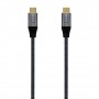 Aisens Cable USB 3.2 Gen2x2 Aluminio 20Gbps 8K@30Hz 5A 100W E-Mark, Tipo USB-C/M-USB-C/M - 1.5m - Color Gris