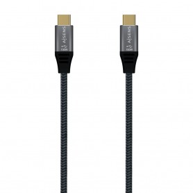 Aisens Cable USB 3.2 Gen2x2 Aluminio 20Gbps 8K@30Hz 5A 100W E-Mark, Tipo USB-C/M-USB-C/M - 1.5m - Color Gris