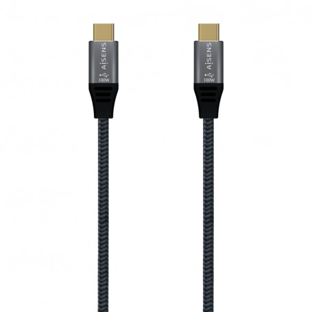 Aisens Cable USB 3.2 Gen2x2 Aluminio 20Gbps 8K@30Hz 5A 100W E-Mark, Tipo USB-C/M-USB-C/M - 1.5m - Color Gris