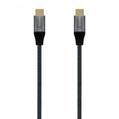 Aisens Cable USB 3.2 Gen2x2 Aluminio 20Gbps 8K@30Hz 5A 100W E-Mark, Tipo USB-C/M-USB-C/M - 1.5m - Color Gris