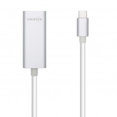 Aisens Conversor USB3.1 Gen1 USB-C a Ethernet Gigabit 10/100/1000 Mbps - 15cm - Color Plata
