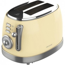 Cecotec Toast & Taste 800 Vintage Light Yellow Tostadora Electrica 850W - 6 Niveles - 2 Ranuras Cortas Extraanchas - Capacidad p