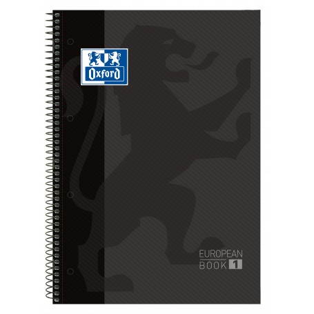 Oxford Europeanbook 1 Cuaderno Espiral Formato A4+ Cuadriculado 5x5mm - 80 Hojas - Banda de Color - Tapa Extradura Brillante - C