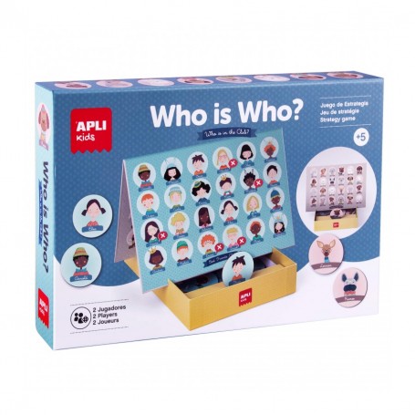 Apli Juego Quien es Quien - Tablero de 28 x 96 cm, 48 Piezas Ø 60 mm